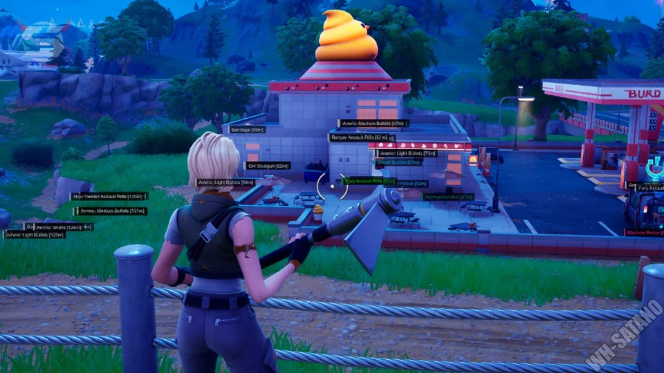 ผู้ปลอมแปลง HWID เทียบกับบัญชีใหม่หลังจากการแบนป้องกันการโกง — Fortnite cheat gameplay screenshot